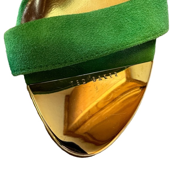 Ted Baker, London Green & Gold Julienne heels in size 39. Suede with ankle strap - Picture 4 of 7
